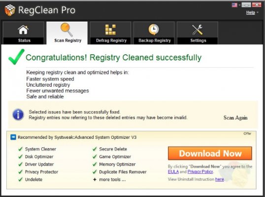 regclean pro registry cleaners screenshot 